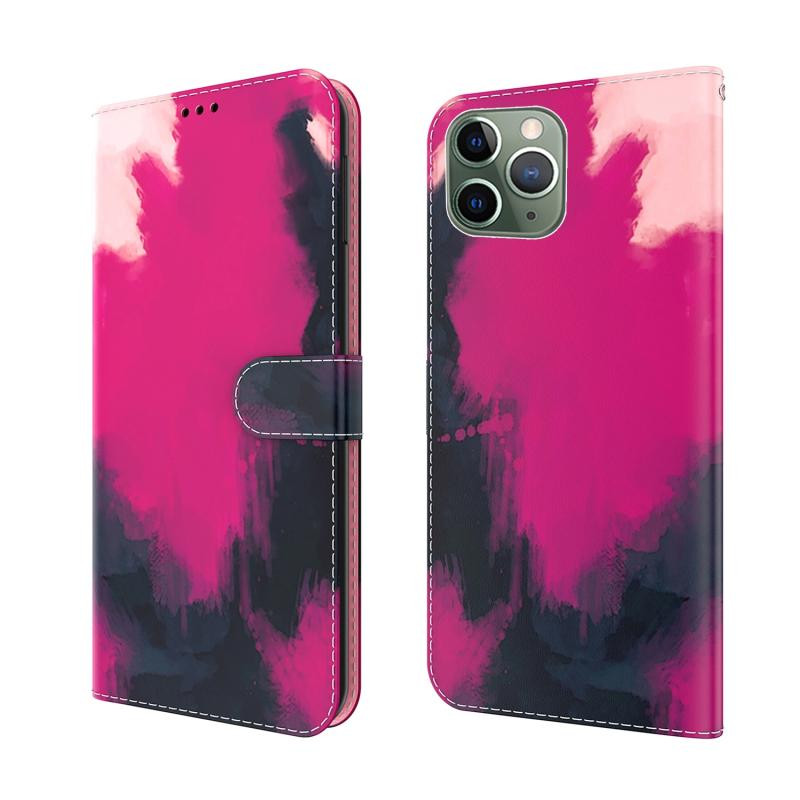 Aquarel Pattern Horizontale Flip Lederen Case met Houder & Card Slot & Portemonnee voor iPhone 11 Pro (Berry Color)