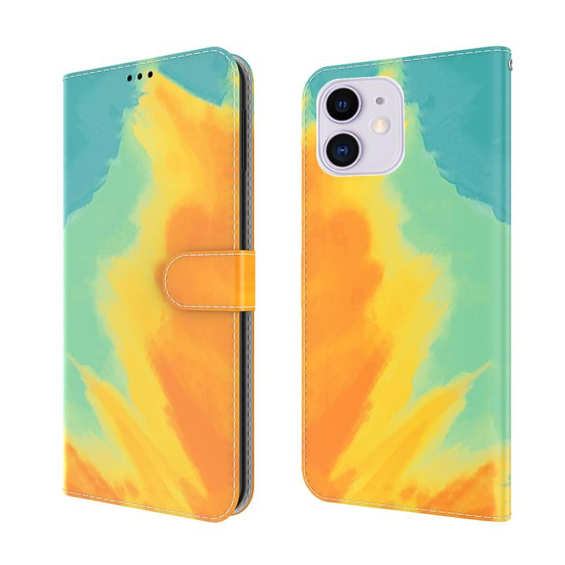 Aquarel Pattern Horizontale Flip Leren Case met Houder & Kaart Slot & Portemonnee voor iPhone 12 Mini (Color Herfst)