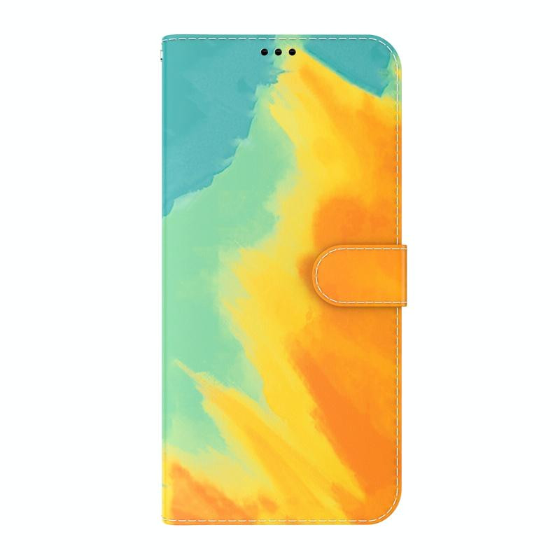 Aquarel Patroon Horizontale Flip Leren Case met Houder & Card Slot & Portemonnee voor iPhone X / XS (Herfst Bladkleur)