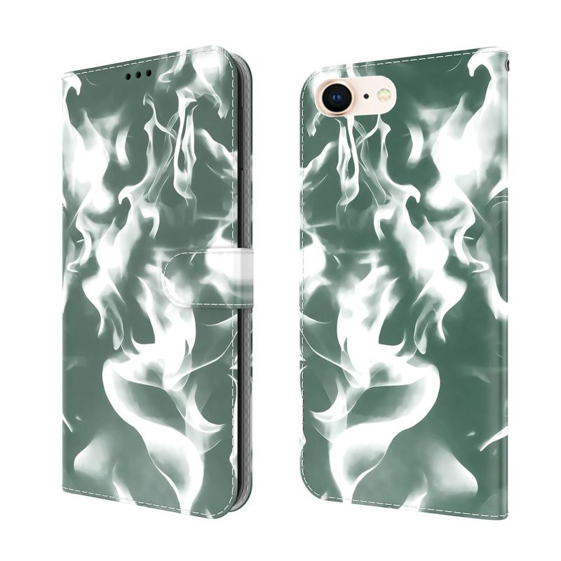 Cloud Fog Pattern Horizontale Flip Leren Case met Houder & Card Slot & Portemonnee voor iPhone SE 2020 & 8 & 7 (Dark Green)