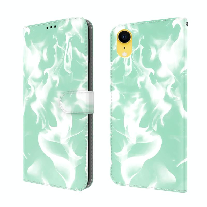 Cloud Mist Patroon Horizontale Flip Lederen Case met Houder & Card Slot & Portemonnee voor iPhone XR (Mint Green)