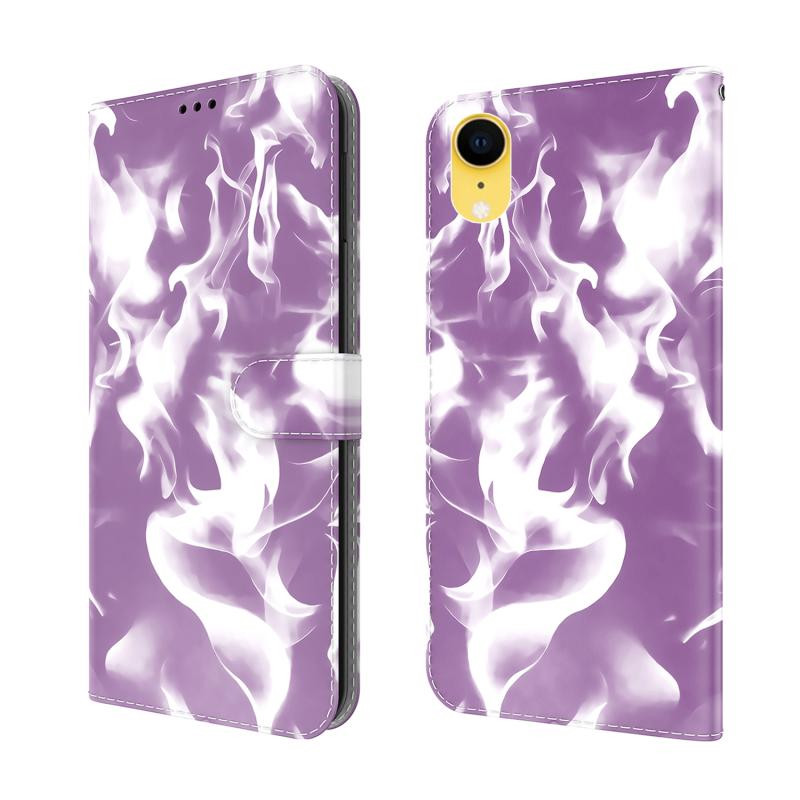 Cloud Fog Patroon Horizontale Flip Leren Case met Houder & Card Slot & Portemonnee voor iPhone XR (Paars)