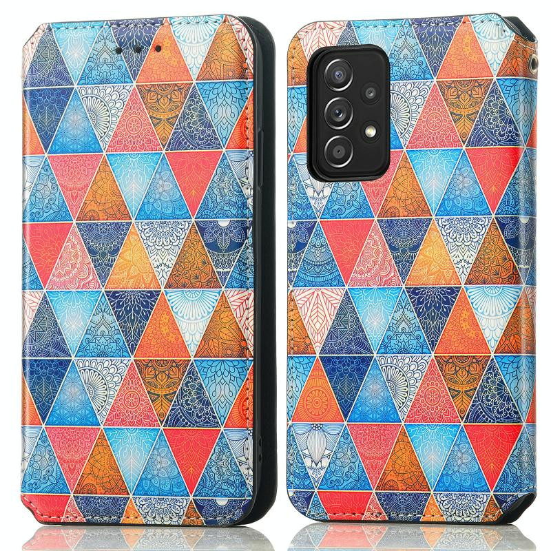 Voor Samsung Galaxy A72 5G Kleurrijke Magnetische Horizontale Flip PU Lederen Case met Houder & Card Slot & Portemonnee (Rhombus Mandala)