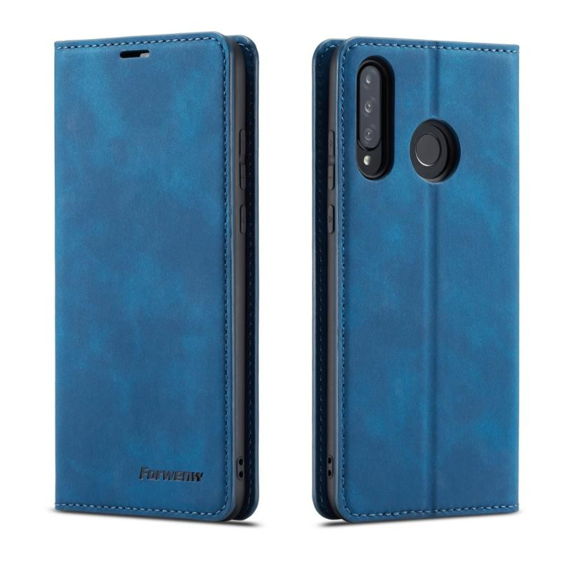 Voor Huawei P30 Lite Forwenw Dream Series Oil Edge Strong Magnetism Horizontal Flip Leather Case met Holder & Card Slots & Wallet & Photo Frame(Blauw)