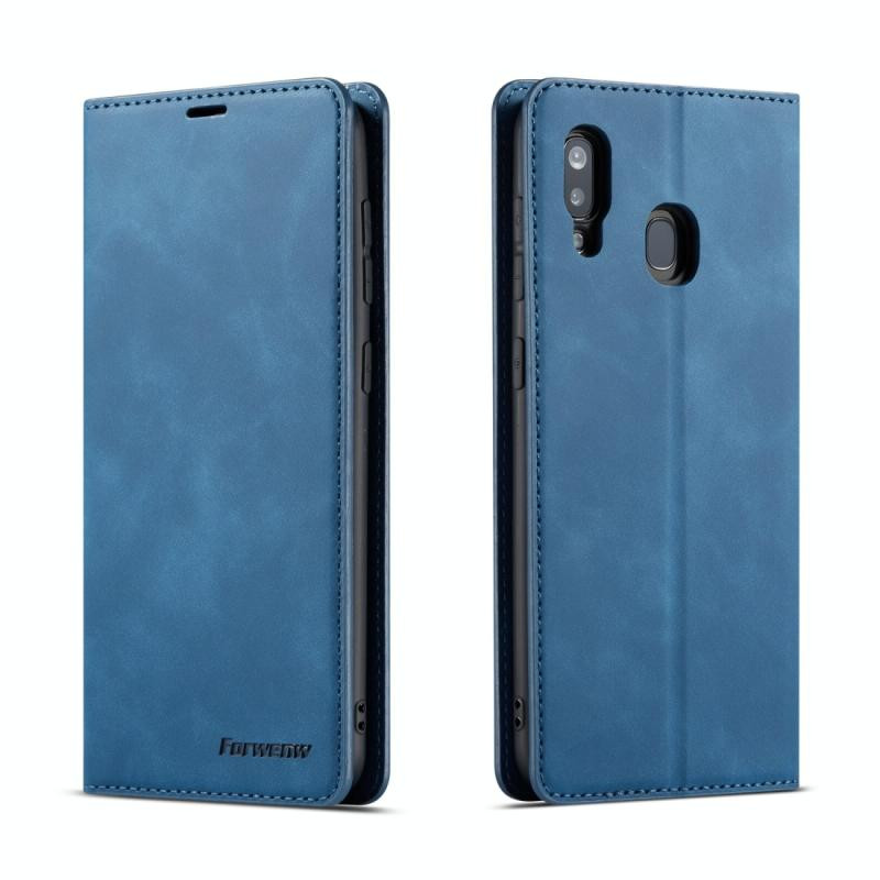 For Galaxy A20 Forwenw Dream Series Oil Edge Strong Magnetism Horizontal Flip Leather Case with Holder & Card Slots & Wallet & Photo Frame(Blue)