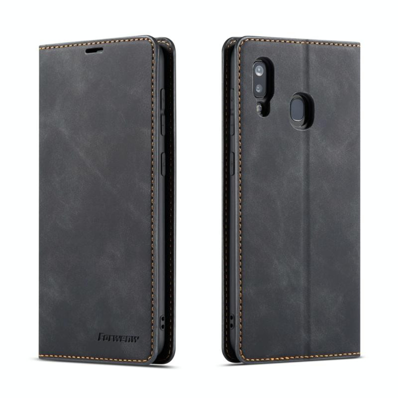 For Galaxy A60 Forwenw Dream Series Oil Edge Strong Magnetism Horizontal Flip Leather Case with Holder & Card Slots & Wallet & Photo Frame(Black)