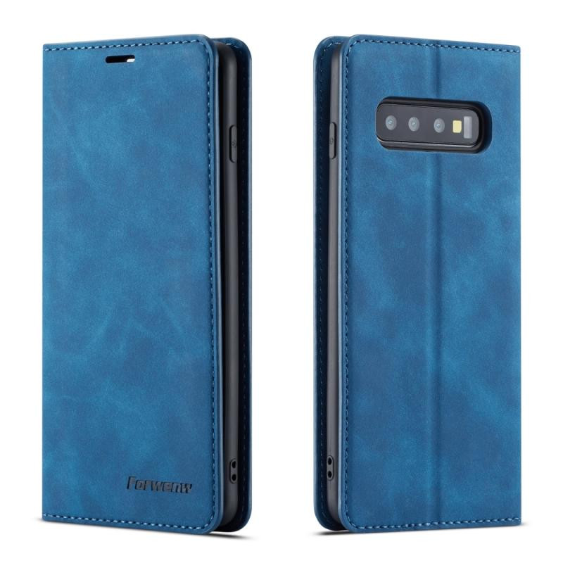 Voor Galaxy S10 Forwenw Dream Series Oil Edge Strong Magnetism Horizontal Flip Leather Case met Holder & Card Slots & Wallet & Photo Frame(Blue)