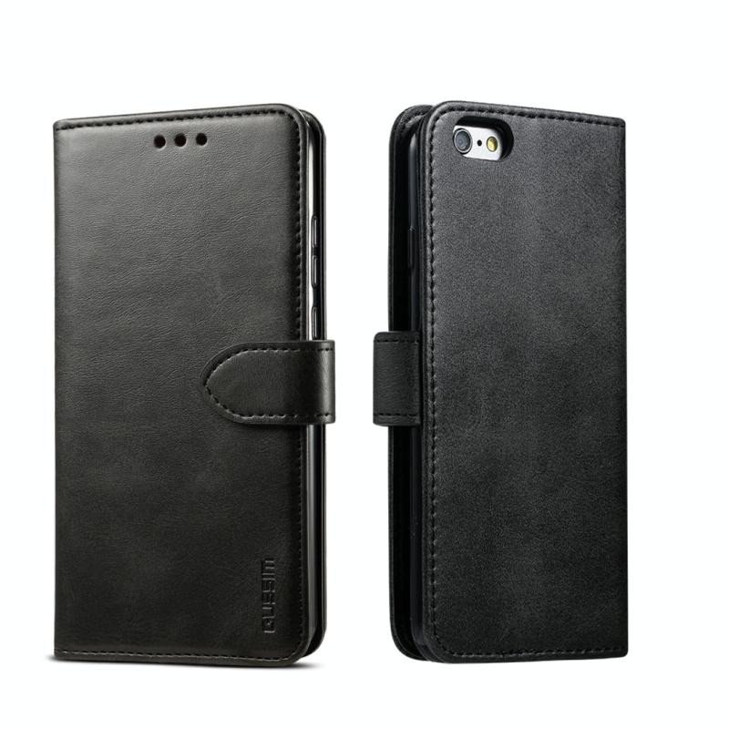 For iPhone 6 GUSSIM Magnetic Horizontal Flip Leather Case with Holder & Card Slots & & Wallet(Black)