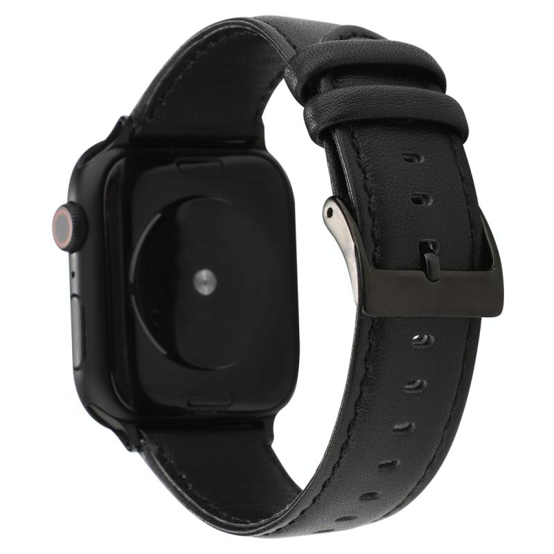 Voor Apple Watch Series 5 & 4 40mm / 3 & 2 & 1 38mm Oil Wax Crazy Horse Texture Genuine Leather Strap(Zwart)