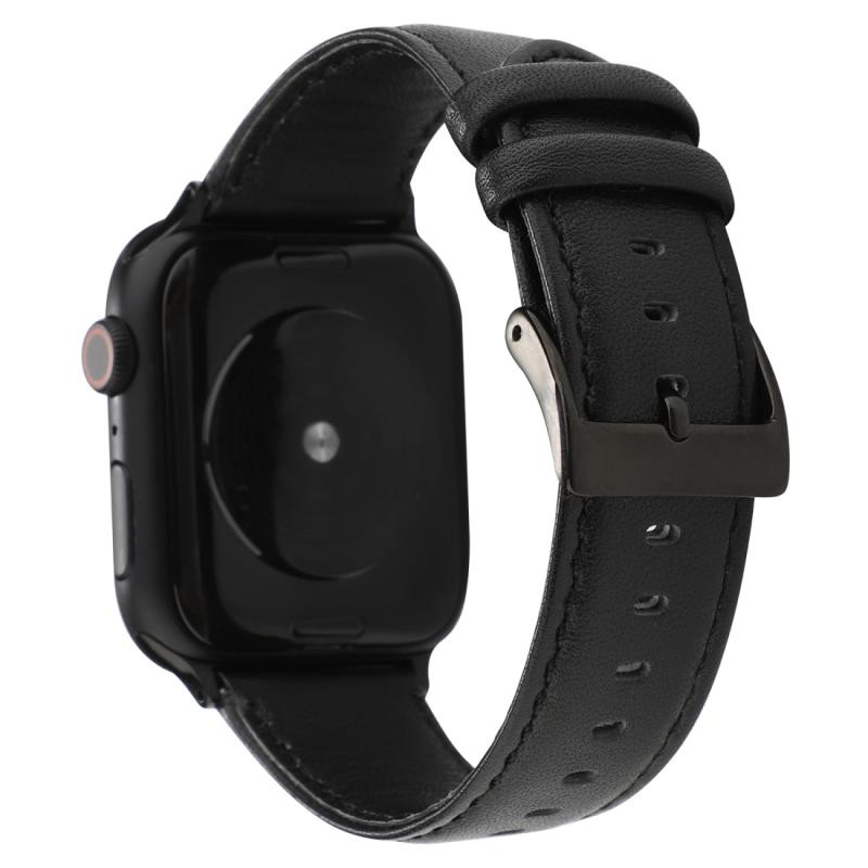 Voor Apple Watch Series 5 & 4 44mm / 3 & 2 & 1 42mm Oil Wax Crazy Horse Texture Genuine Leather Strap(Zwart)