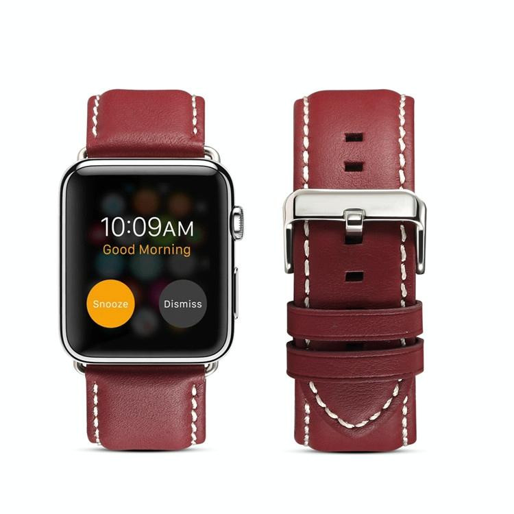 Voor Apple Watch Series 5 & 4 44mm / 3 & 2 & 1 42mm Environmental Protection Genuine Leather Strap Watchband(Roodbruin)