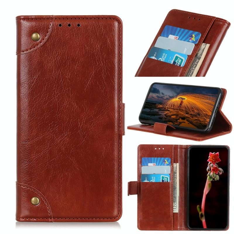 For Galaxy A41 Copper Buckle Nappa Texture Horizontal Flip Leather Case with Holder & Card Slots & Wallet(Brown)