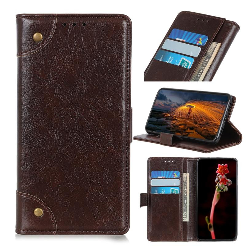 Voor Galaxy A41 Copper Buckle Nappa Texture Horizontal Flip Leather Case met Holder & Card Slots & Wallet(Coffee)