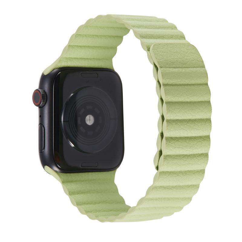 Twee lus magnetische vervanging riem horlogeband voor Apple Watch Series 6 & SE & 5 & 4 40 mm / 3 & 2 & 1 38mm (gras groen)