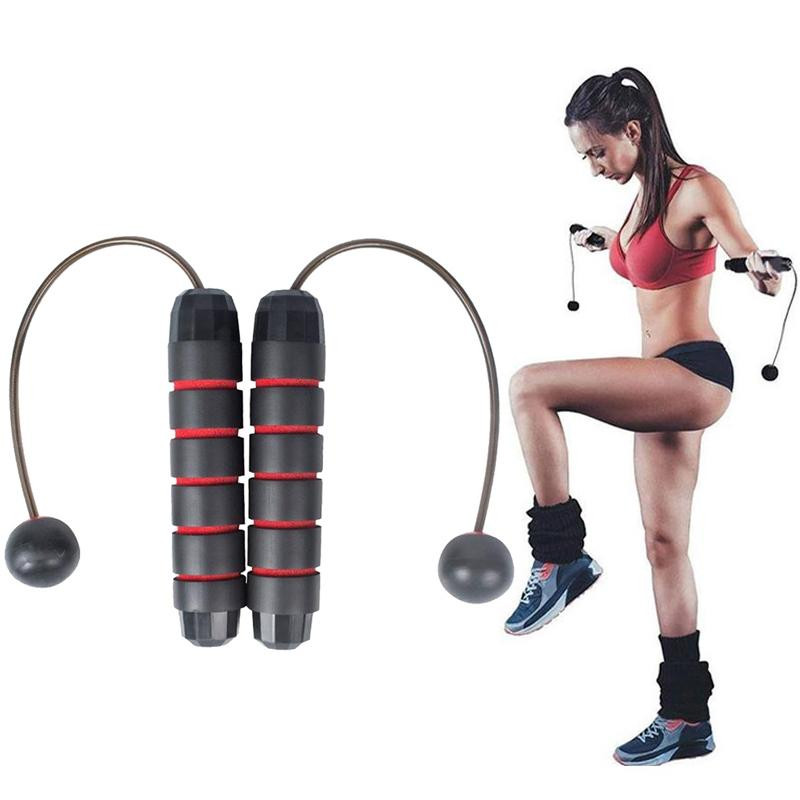 2 PCS indoor ropeless overslaan fitness oefening gewicht touw (zwart rood)