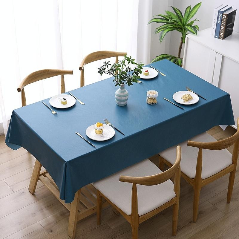 140x140cm solid color pvc waterdichte olie-proof en broei-proof wegwerp tafelkleed (puur blauw)