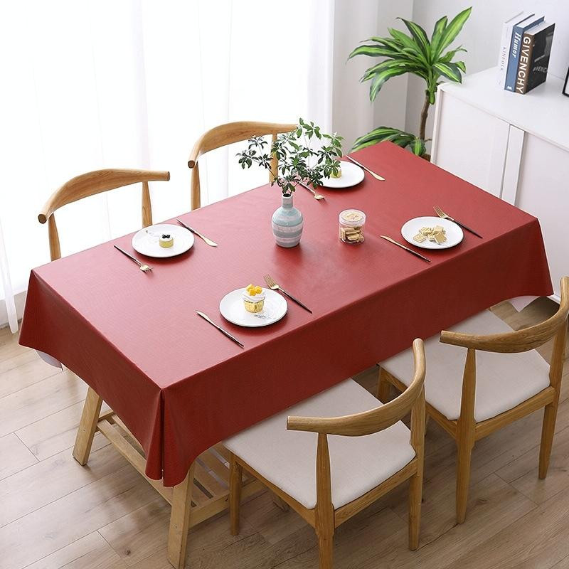 140x140cm solid color pvc waterdichte olie-proof en broei-proof wegwerp tafelkleed (rode wijn)