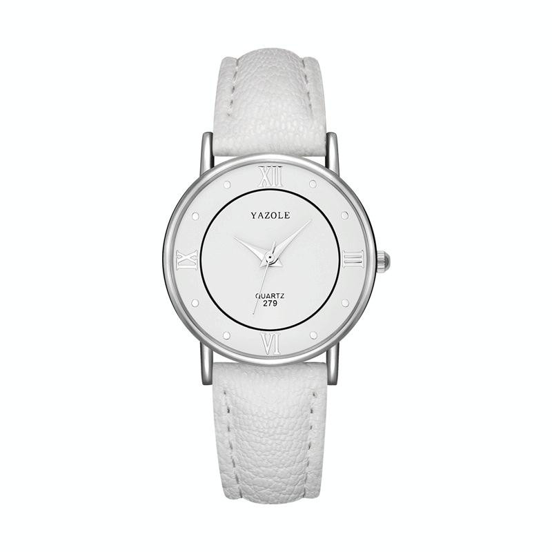 Yazole 279 zakelijke casual analoge quartz paar horloge (witte lade witte riem klein)