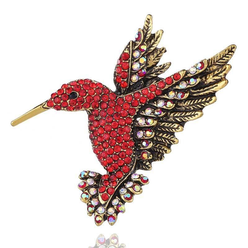 2 stks ingelegd bije vogel broche persoonlijkheid kleding pins sjaal gesp (rode diamant)