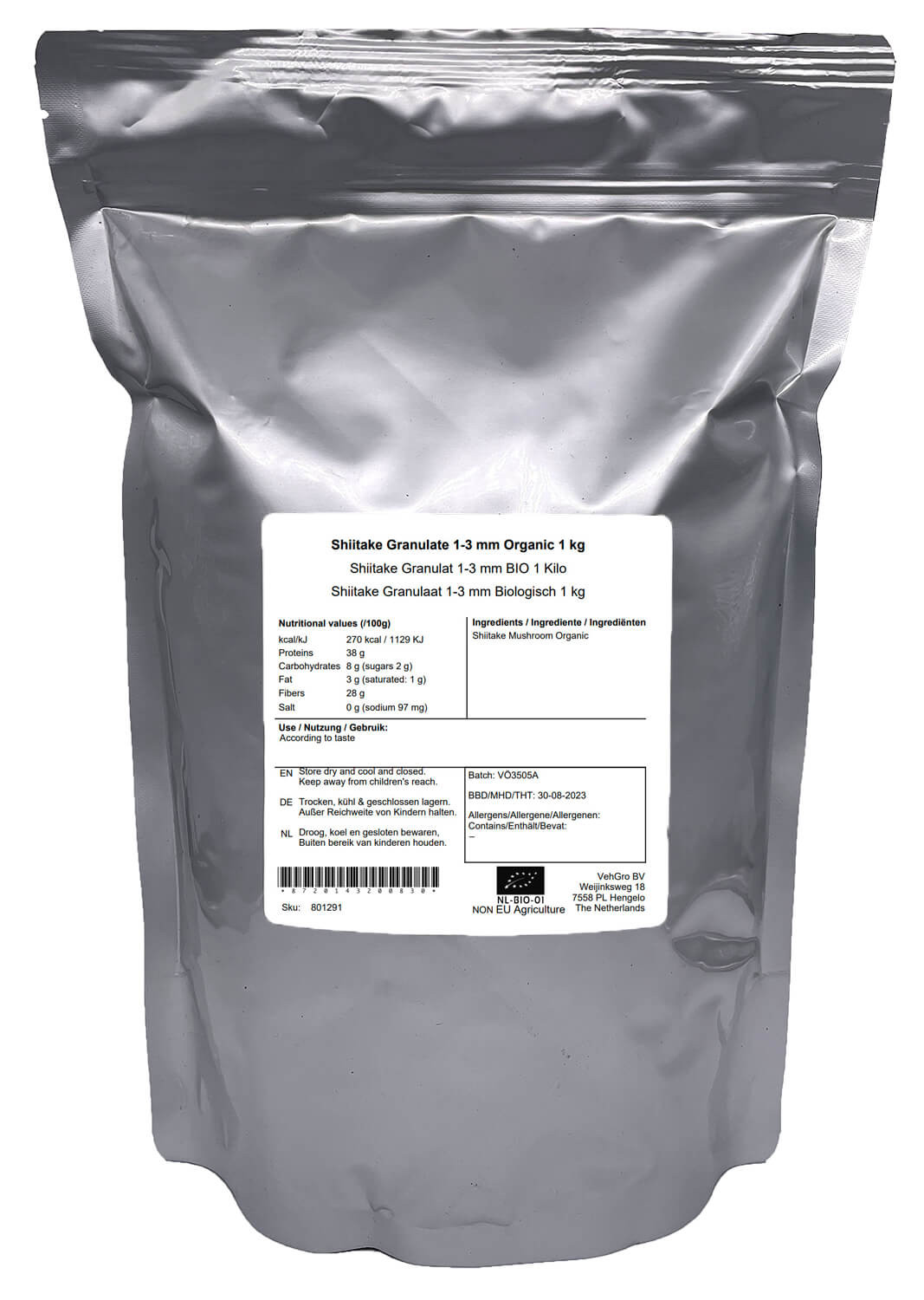 Shiitake Granulaat 1-3 mm Biologisch 1 kg