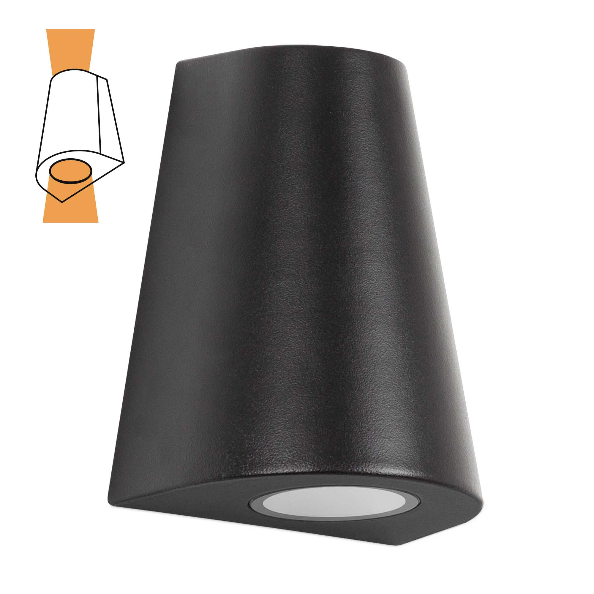 Cone Up&Down Muurlamp Zwart met Lichtsensor LED
