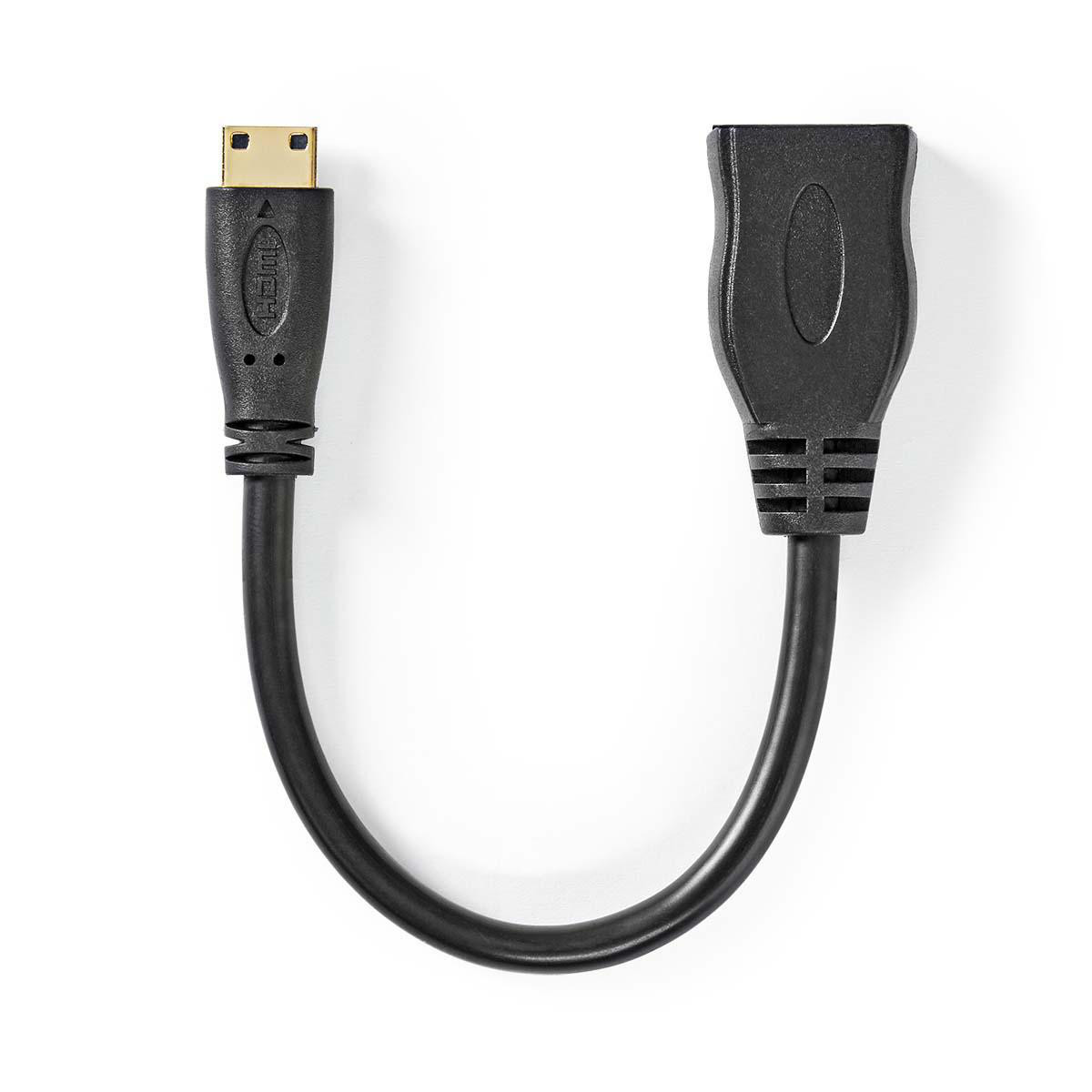 High Speed HDMI-kabel met Ethernet | HDMI-mini-connector - HDMI female | 0,2 m | Zwart