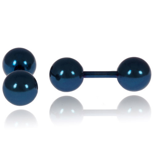 LGT Jewels Stud oorbellen Dubbele Bol Blauw 6mm