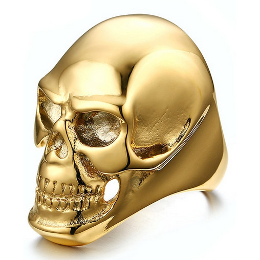 Stalen herenring Skull Gold-18mm
