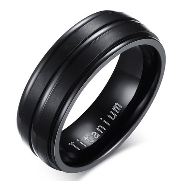 Titanium heren ring Zwart 8mm-22mm