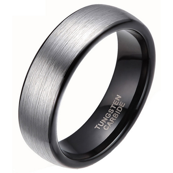Wolfraam ring geborsteld zilver met Zwart-19mm