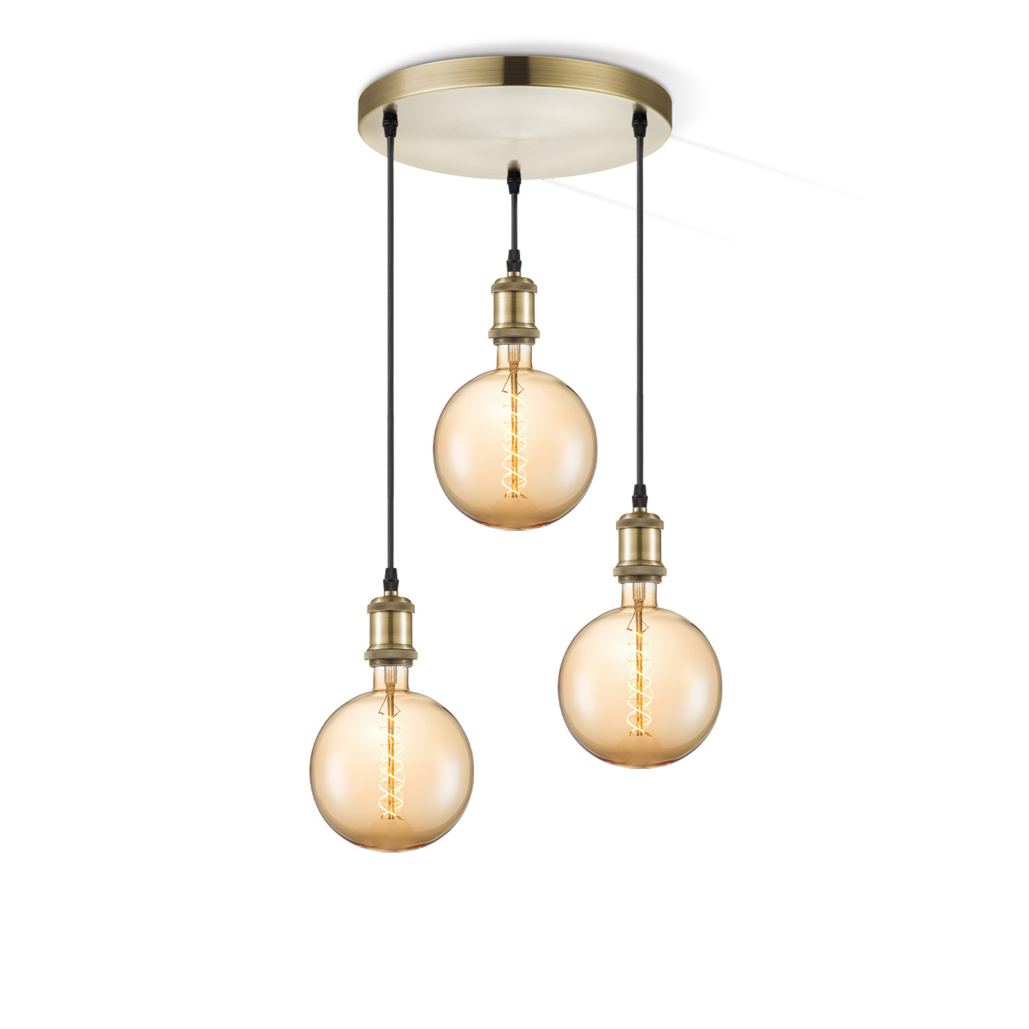 Light depot - hanglamp Vintage brons 3L Spiral g180 - amber - Outlet