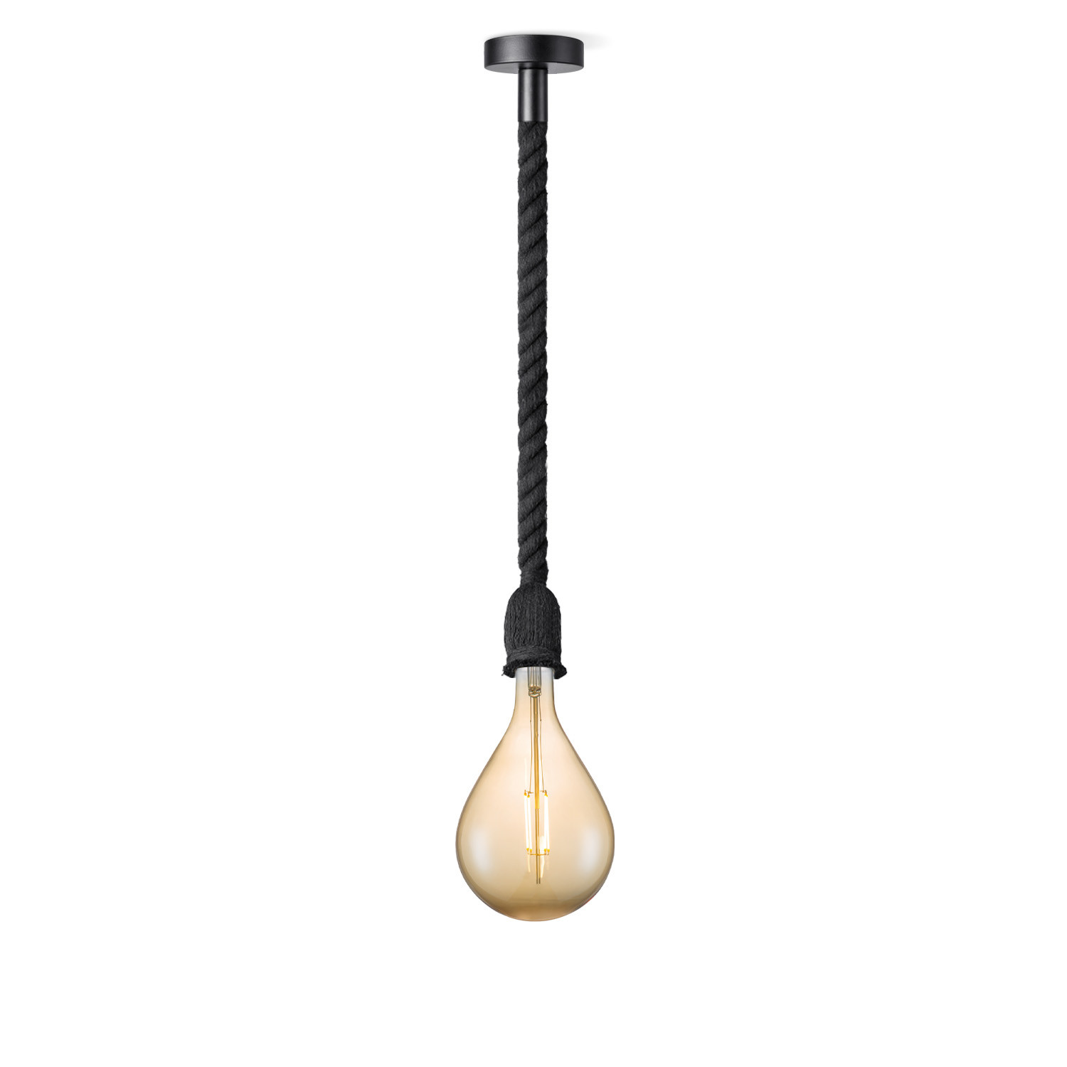 Light depot - hanglamp Leonardo zwart Pear - amber - Outlet