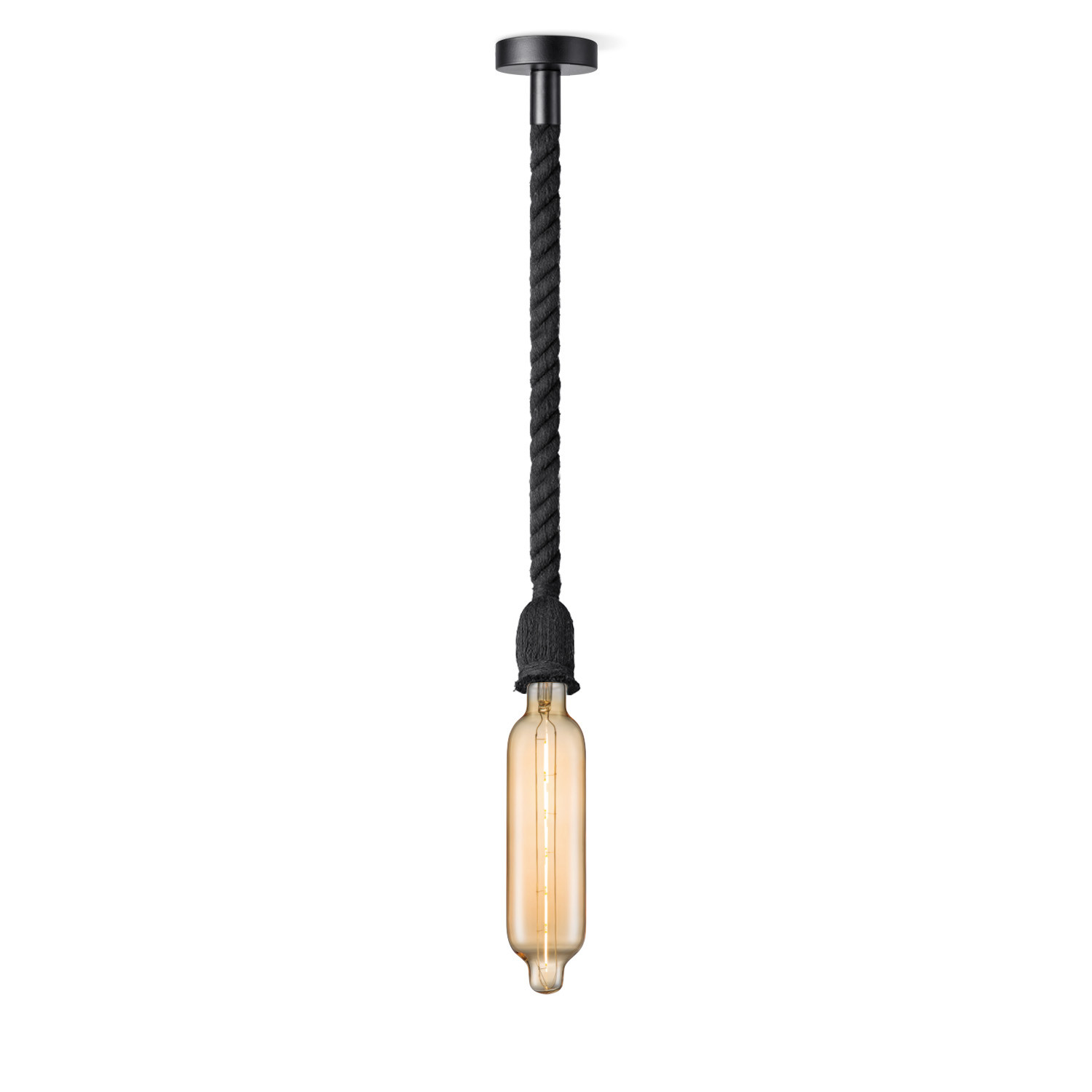 Light depot - hanglamp Leonardo zwart Tube - amber - Outlet