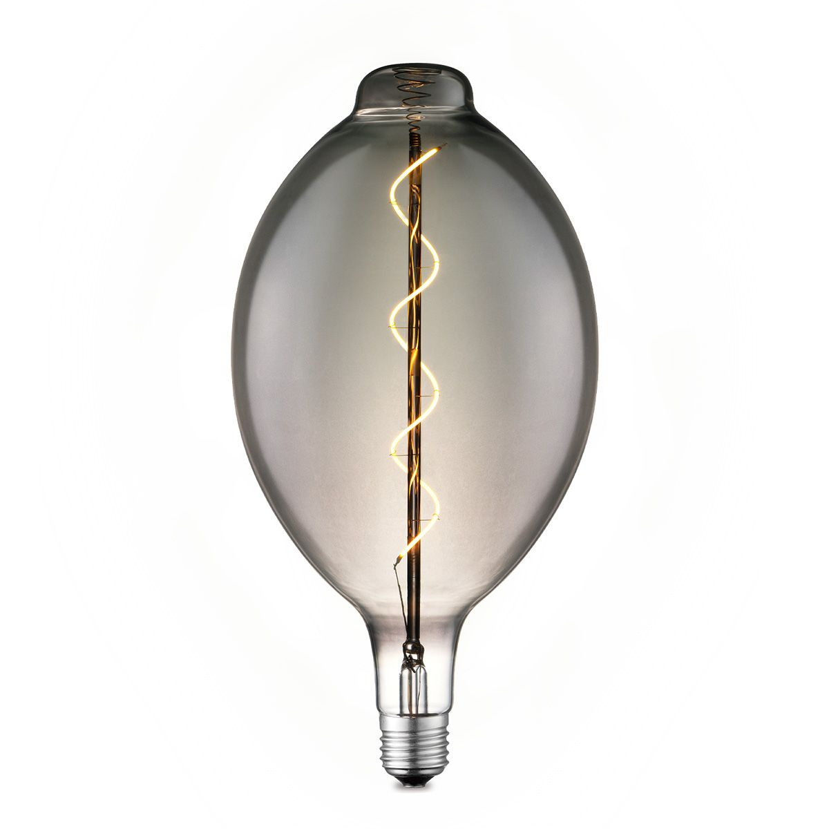 Edison Vintage LED lamp E27 LED filament lichtbron, Ovaal Carbon 18/18/33cm, Rook, Retro LED lamp Dimbaar, 4W 100lm 1800K, warm wit licht, geschikt voor E27 fitting