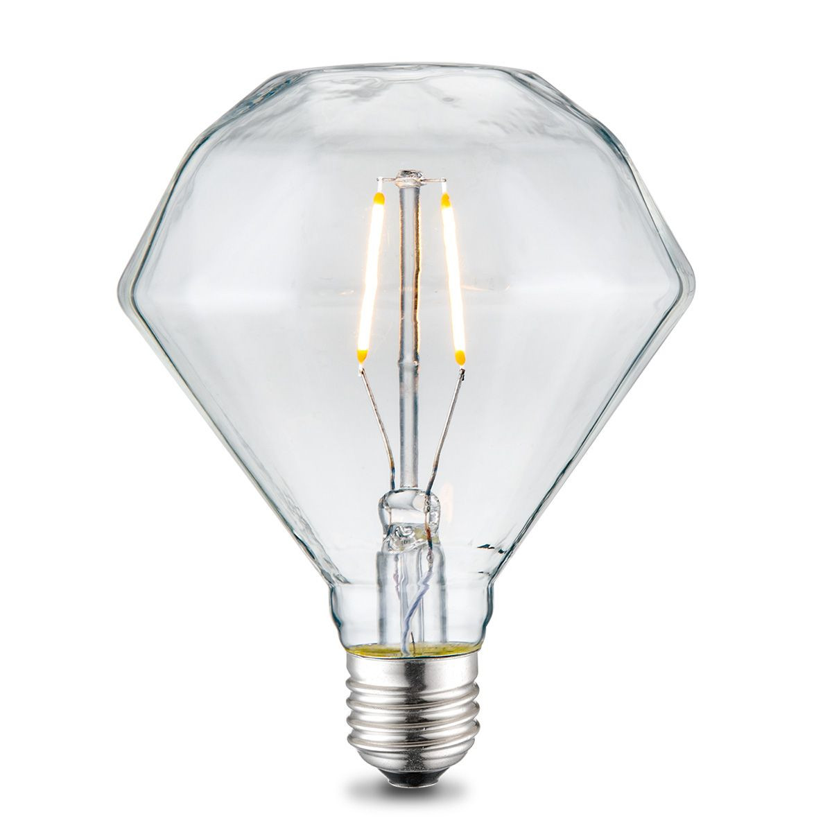 Edison Vintage LED lamp E27 LED filament lichtbron, Diamond D95, 11.2/11.2/13.8cm, Helder, Retro LED lamp 2W 160lm 2700K, warm wit licht, geschikt voor E27 fitting