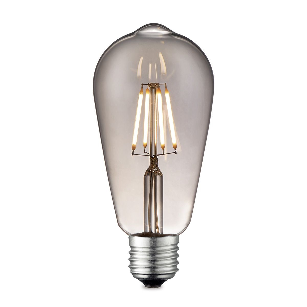 Edison Vintage LED lamp E27 LED filament lichtbron, Deco Drop ST64, 6.4/6.4/14cm, Rook, Retro LED lamp Dimbaar, 6W 160lm 1800K, warm wit licht, geschikt voor E27 fitting