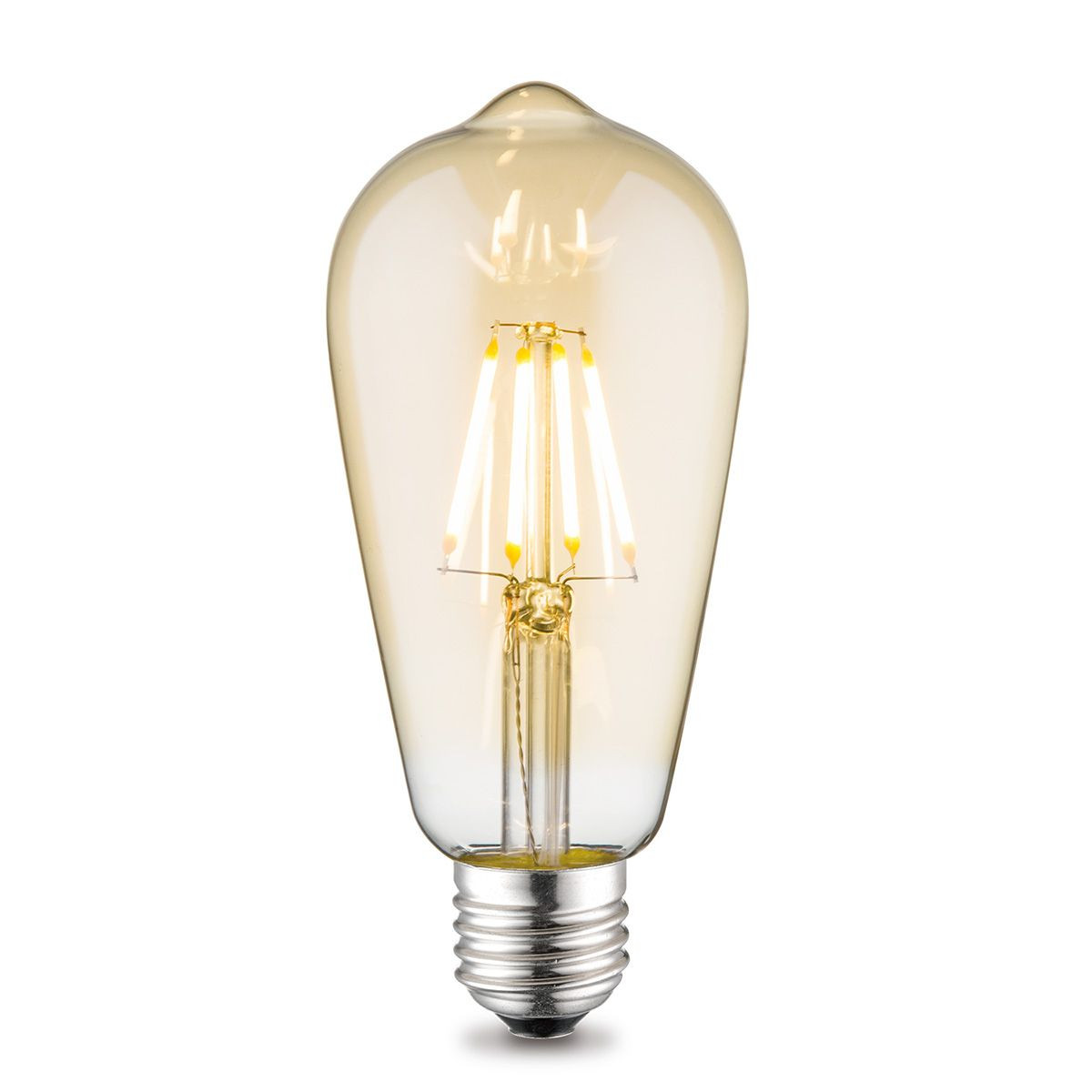 Edison Vintage LED lamp E27 LED filament lichtbron, Deco Drop ST64, 6.4/6.4/14cm, Amber, Retro LED lamp Dimbaar, 6W 660lm 2700K, warm wit licht, geschikt voor E27 fitting