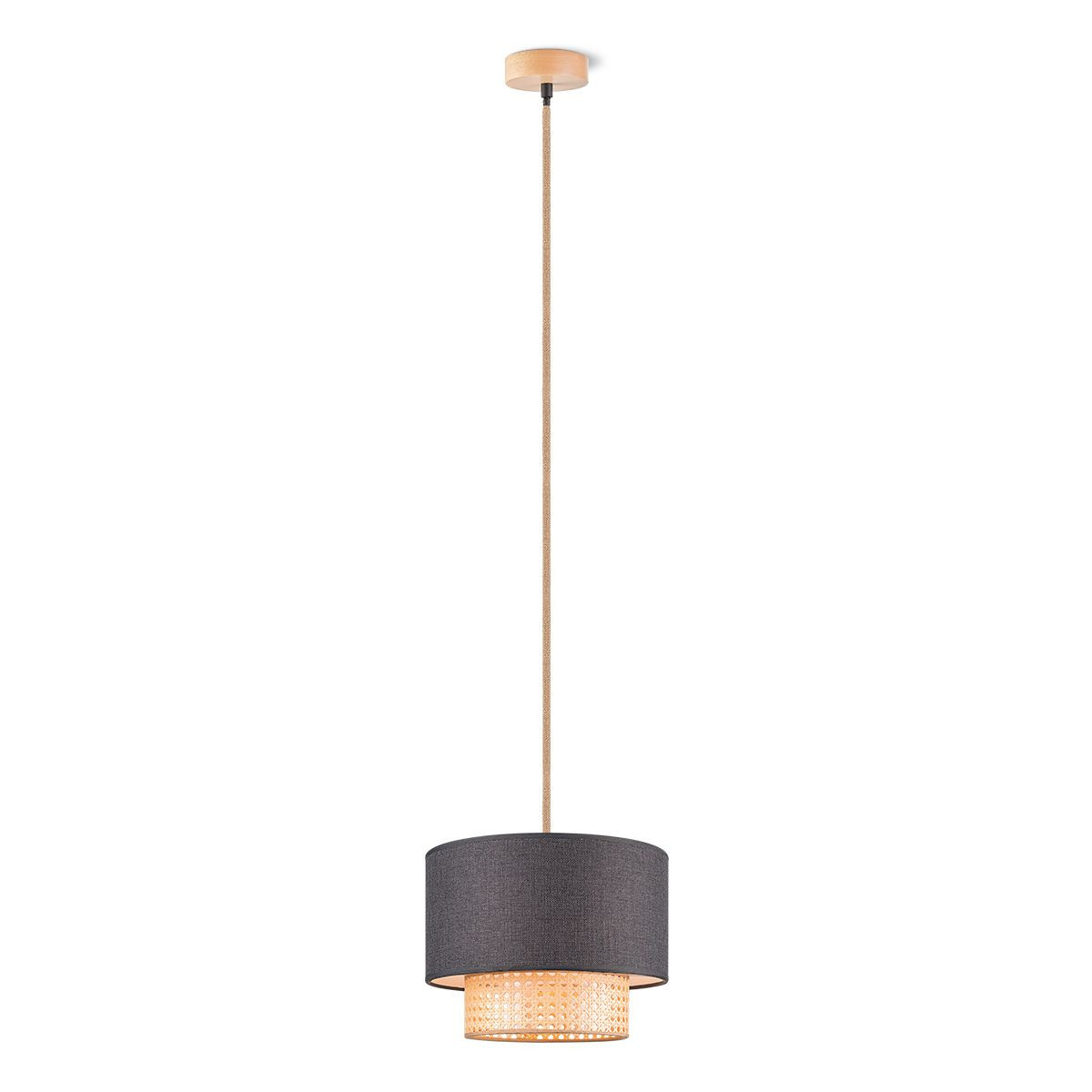 Light depot - hanglamp cane weave - linnen / zwart - Outlet