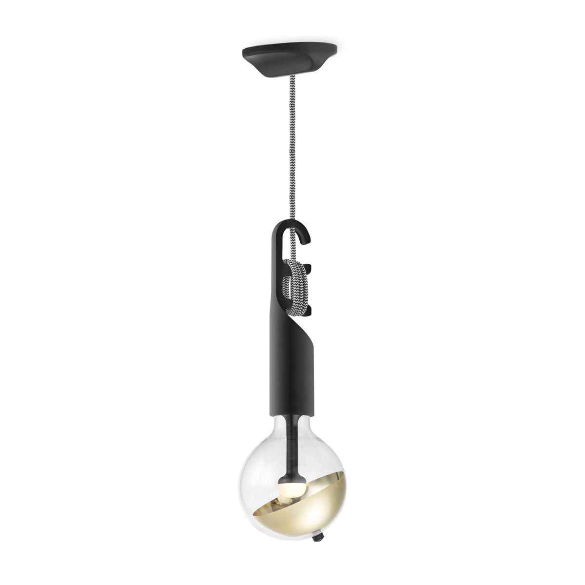 Move Me hanglamp Twist - zwart / Sphere 5,5W - goud