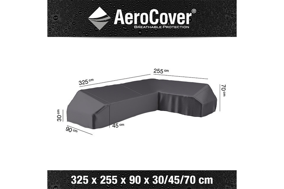 AeroCover | Loungesethoes 325 x 255 x 90 x 30-45-70(h) | L-Platform Rechts