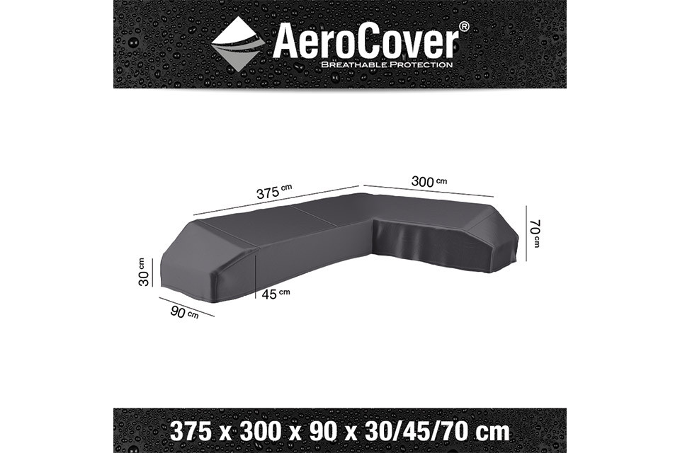 AeroCover | Loungesethoes 375 x 300 x 90 x 30-45-70(h) | L-Platform Rechts