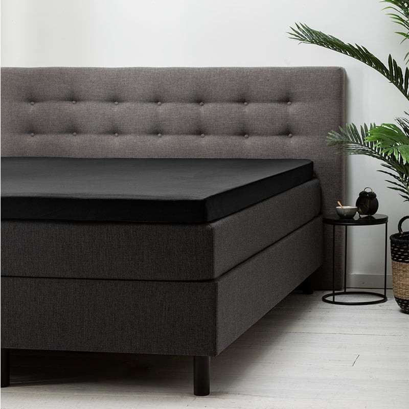 Hoeslaken Katoen- Topper - Zwart - 200x210 cm - Zwart - Fresh and Co - Dekbed-Discounter.nl