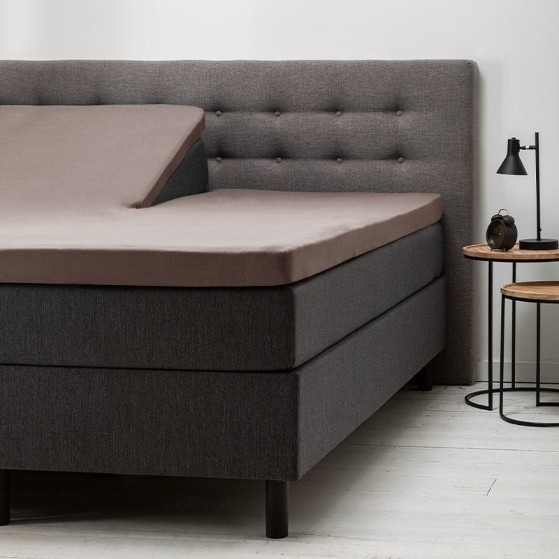 Hoeslaken Stretch - Splittopper - Taupe - 200x200 cm - Taupe - Fresh and Co - Dekbed-Discounter.nl