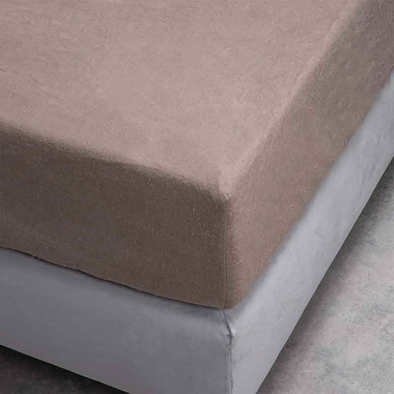 Hoeslaken Flanel - Taupe - 180x210 cm - Taupe - Fresh and Co - Dekbed-Discounter.nl