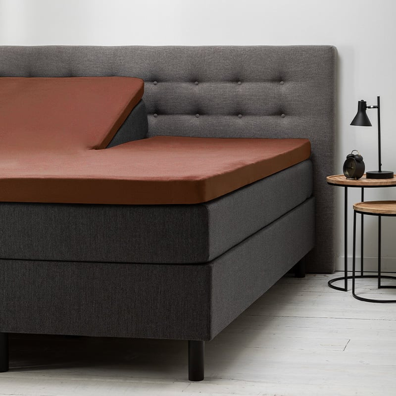 Hoeslaken Stretch - Splittopper - Cognac - 180x200 cm - Bruin - Fresh and Co - Dekbed-Discounter.nl