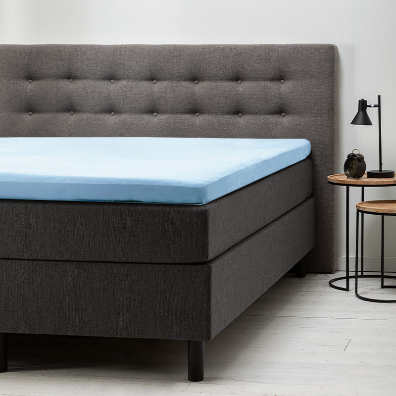 Hoeslaken Stretch - Topper - Lichtblauw - Maat: 100/120 x 200/210/220 cm - 100x200 cm - Blauw - Fresh and Co - Dekbed-Discounter.nl