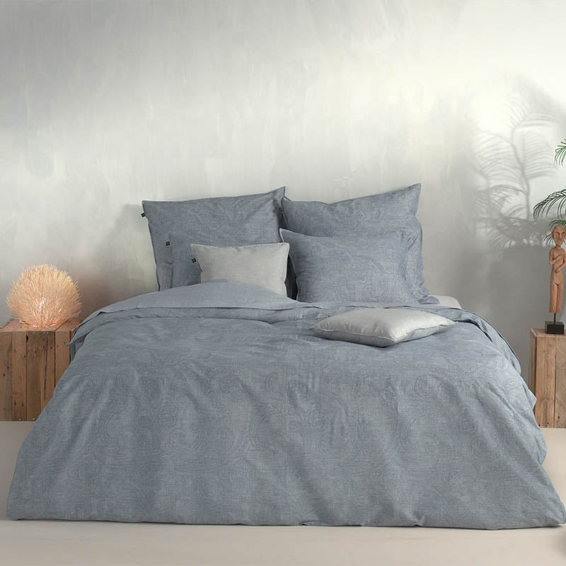 Flanellen Dekbedovertrek Paisley di Lino - Lits-Jumeaux (240x220 cm) - Denim - Dessin: Patroon - Zo!Home - Dekbed-Discounter.nl