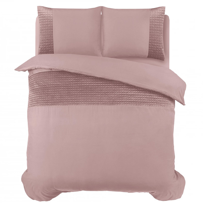 Dekbedovertrek Velvet Band - Eenpersoons (140x220 cm) - Roze Microvezel - Dessin: Effen - Sleeptime - Dekbed-Discounter.nl