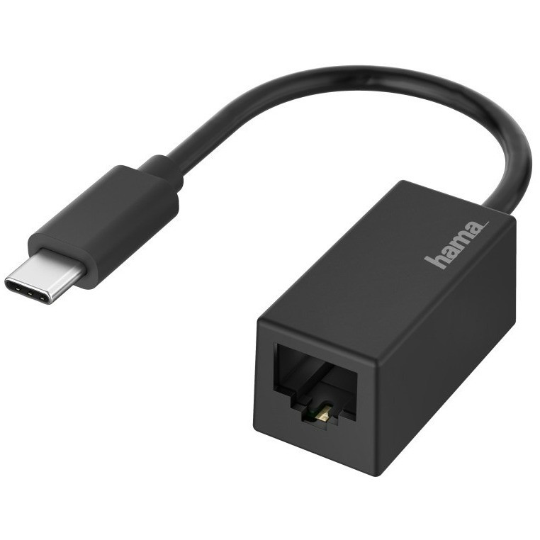 Hama NETWERK-ADAPTER, USB-C-STEKKER - LAN/ETHERNET-AANSLUITING, GIGABIT-ETHERNET Wifi adapter Zwart