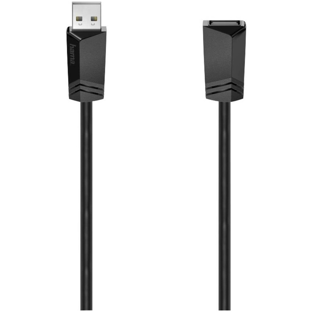 Hama USB-verlengkabel, USB 2.0, 480 Mbit/s, 0,75 m Kabel Zwart